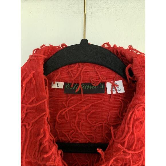 Estefanie's Collection Large Short Sleeved‎ Button-up Shirt Vest Red String - Picture 3 of 7